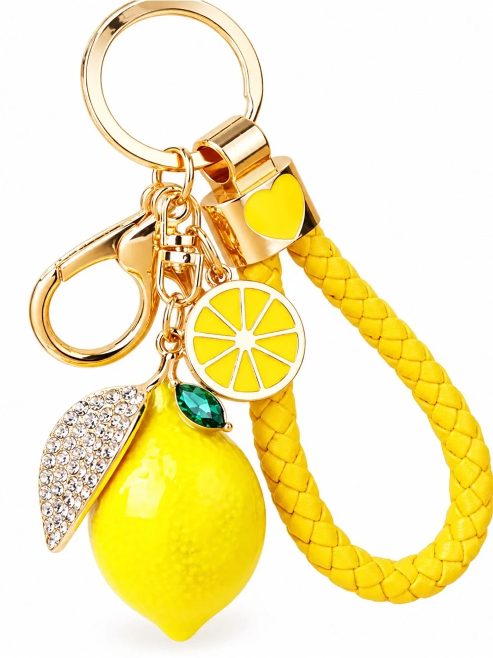 Yellow Lemon Charm Keychain Wristlet - Women Jewelry